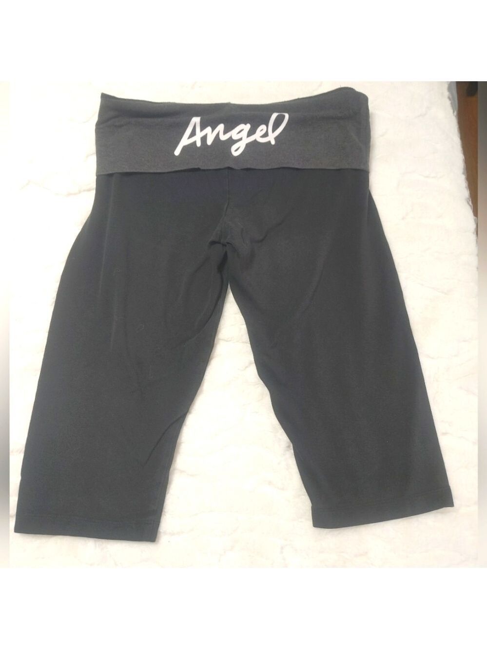 Vintage Victoria Secret "Angel" Foldover Capri Black/Gray Sz Med